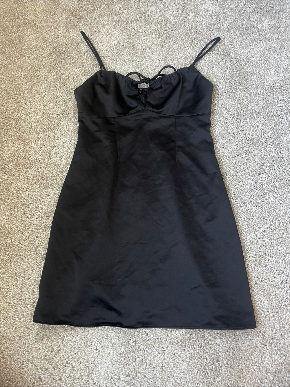 Topshop Black Satin Mini Slip Dress with Spaghetti Straps